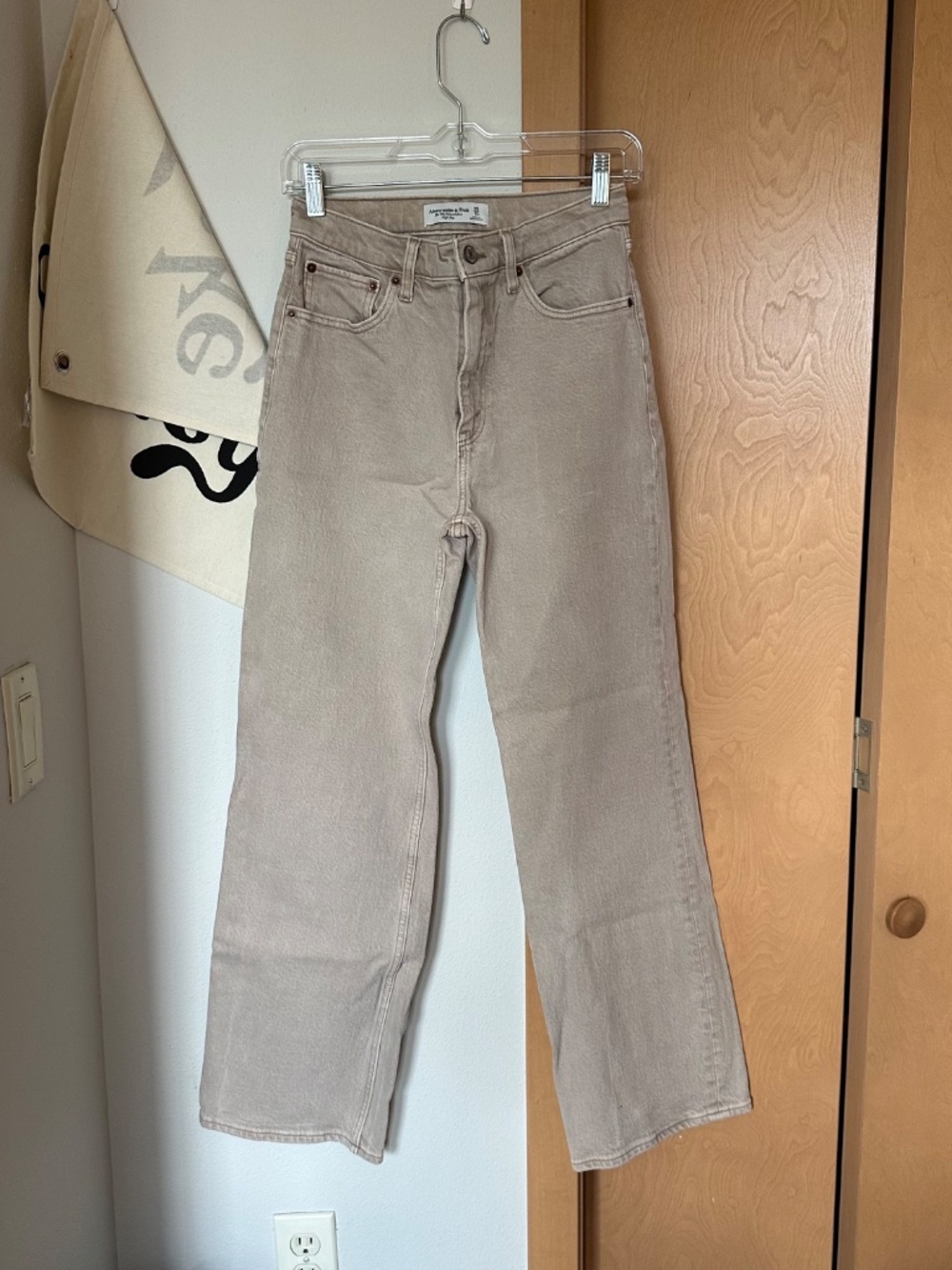 Abercrombie Tan Straight Leg Denim Pants